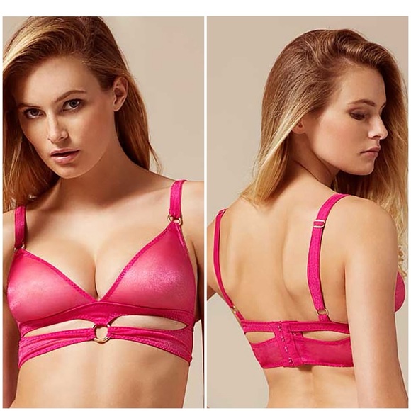 NEW! Agent Provocateur Hot Pink High-Sheen Microfibre BAR Bra - VERY RARE!